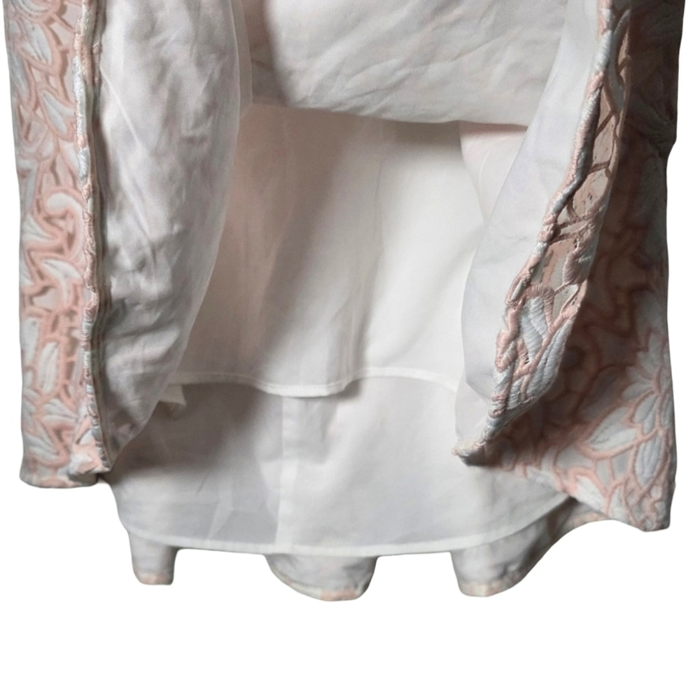 Club Monaco Blush Lace Mini Skirt Floral Embroidered High Waist Size 00 - Picture 3 of 9
